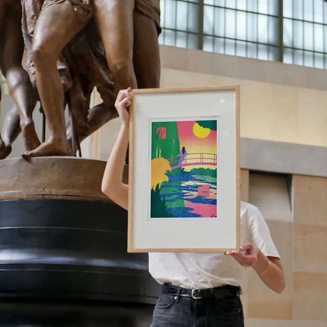 Affiches Et Reproductions<Boutiques de musées Affiche Le Bassin aux nymphéas, harmonie rose (Claude Monet) par María Medem - Kiblind
