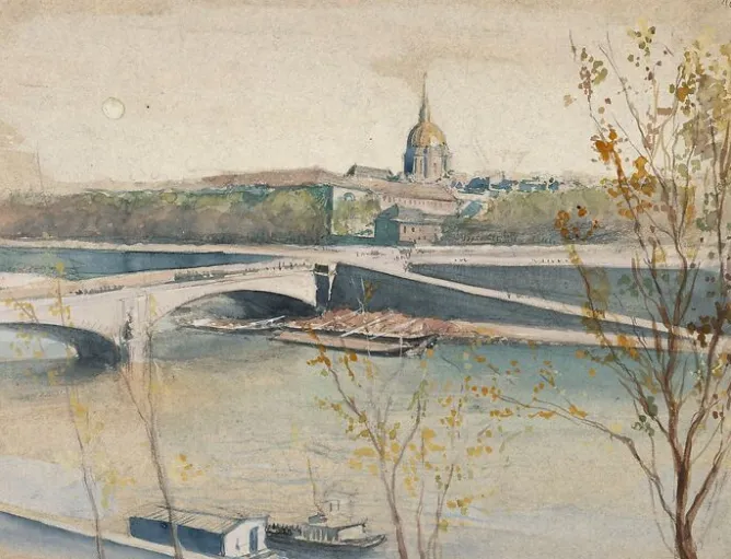 Toiles Sans Cadre<Boutiques de musées Album des vues de Paris, le pont de l'Alma et le dôme des Invalides (toiles sans cadre)