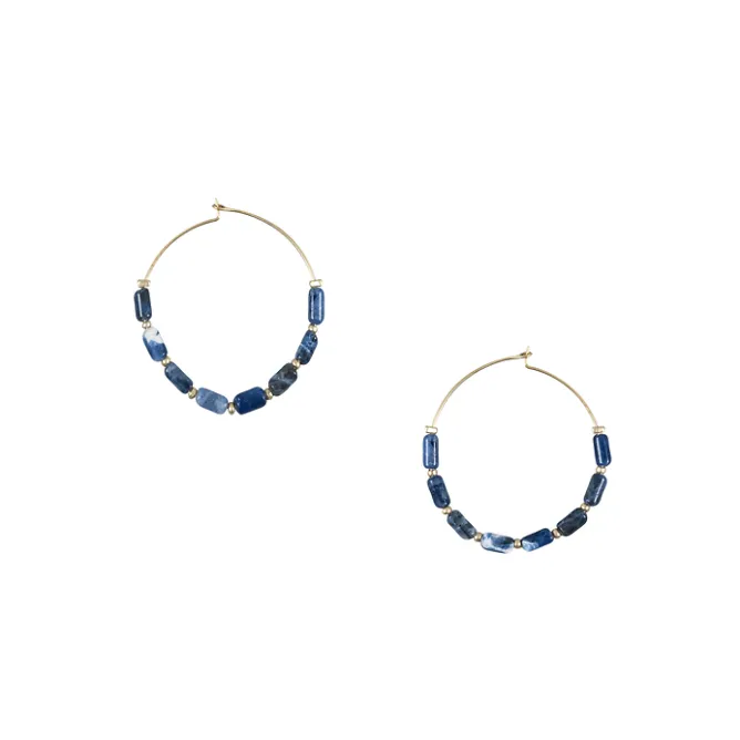 Boutiques de musées Boucles d'oreilles créoles Antiques avec pierres bleues Online
