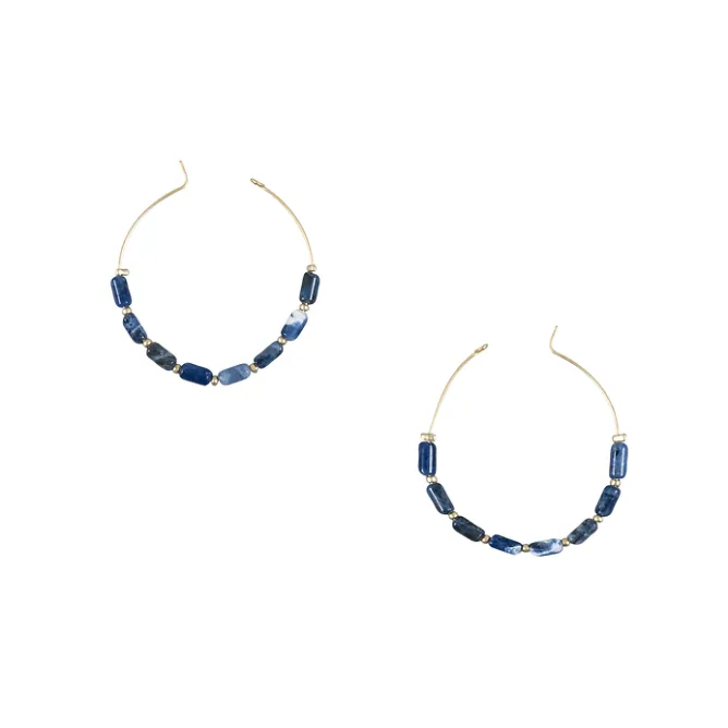 Boutiques de musées Boucles d'oreilles créoles Antiques avec pierres bleues Online