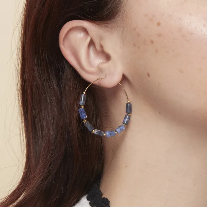 Boutiques de musées Boucles d'oreilles créoles Antiques avec pierres bleues Online
