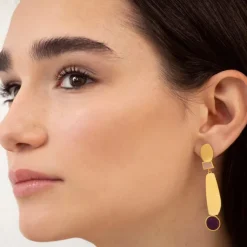 Boutiques de musées Boucles d'oreilles dorées collage lila - Joidart Online