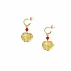 Boutiques de musées Boucles d'oreilles Nymphéa Perle de cornaline - Les Cleias Outlet