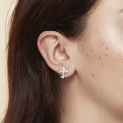 Boucles D'Oreilles<Boutiques de musées Boucles d'oreilles puces Fleur de Lys strass - Oreilles percées