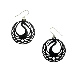 Boutiques de musées Boucles d'oreilles Tsuba héron Corne noire Best