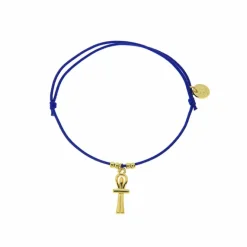 Bracelets<Boutiques de musées Bracelet élastique avec charm Égyptien - Croix de Vie - Bleu