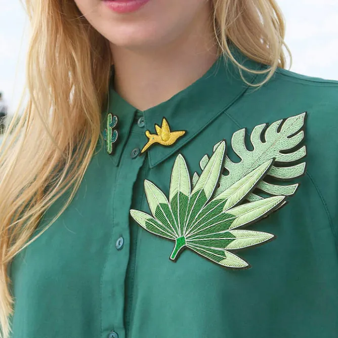 Boutiques de musées Broche Feuille de palmier verte - Macon & Lesquoy Discount