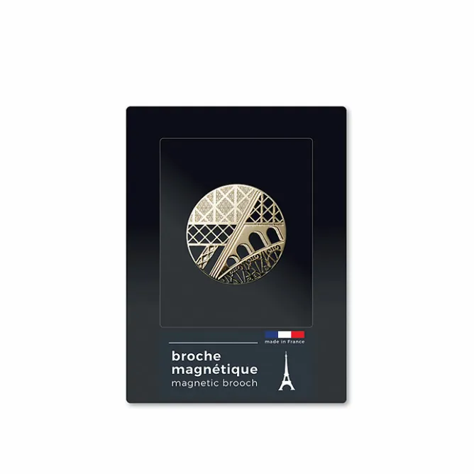 Boutiques de musées Broche magnétique Tour Eiffel Architecturale dorée - tout simplement, Discount