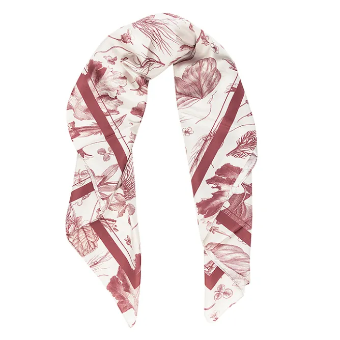 Foulards, Étoles, Châles<Boutiques de musées Carré de soie 90x90cm - Herbier du roi Rouge - Maison Baluchon