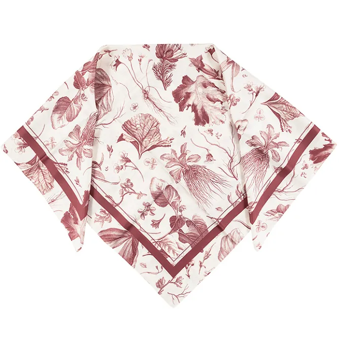 Foulards, Étoles, Châles<Boutiques de musées Carré de soie 90x90cm - Herbier du roi Rouge - Maison Baluchon