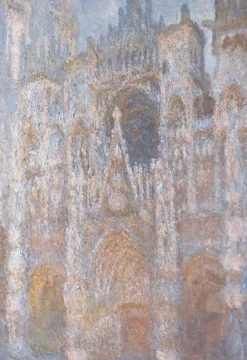 Toiles Sur Châssis|Affiches D'Art Encadrées<Boutiques de musées Cathédrale de Rouen, le portail, soleil matinal harmonie bleue (toiles sur châssis)
