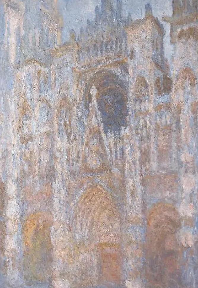 Boutiques de musées Cathédrale de Rouen, le portail, soleil matinal harmonie bleue (panneaux aluminium) Online