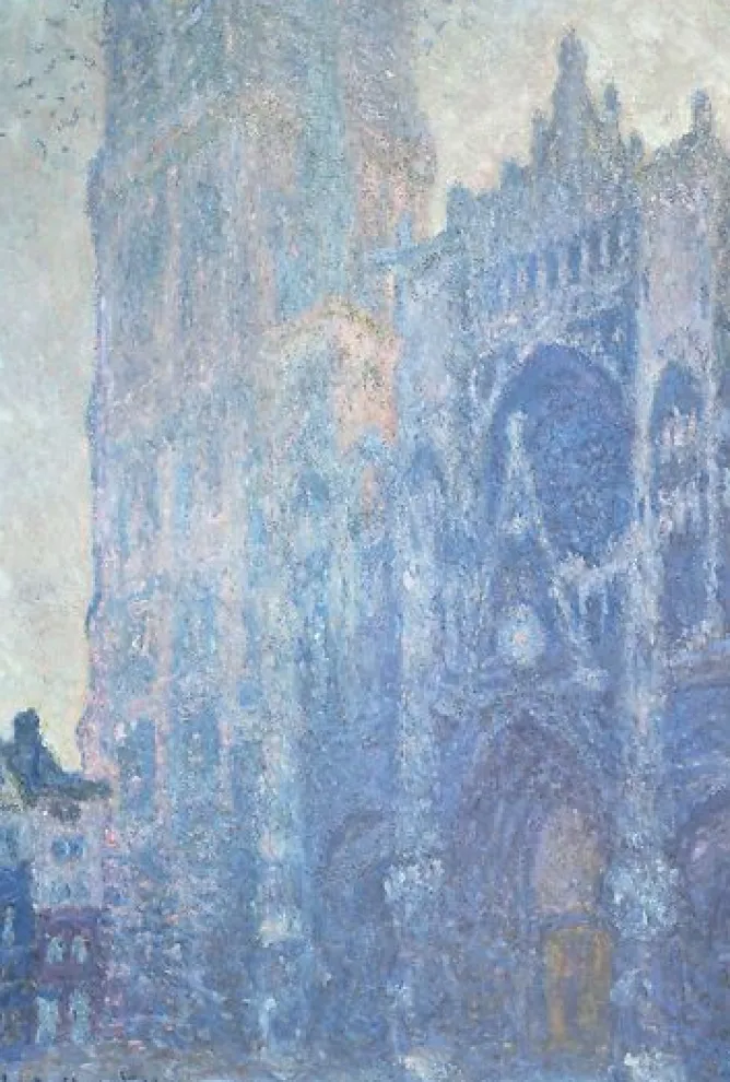Boutiques de musées Cathédrale de Rouen. Le portail et la tour Saint-Romain, effet du matin, harmonie blanche (panneaux aluminium) Outlet