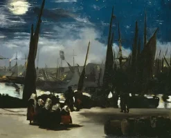 Boutiques de musées Clair de lune sur le port de Boulogne (détail) (toiles sans cadre) Best