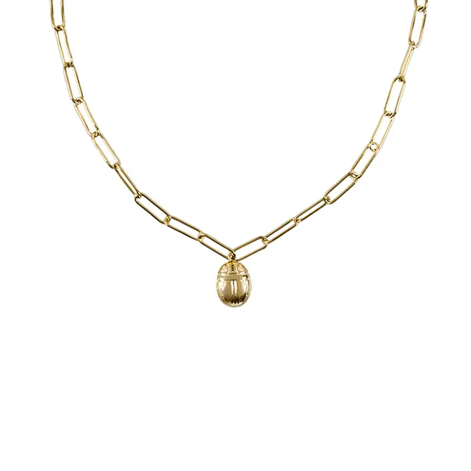 Colliers Et Pendentifs<Boutiques de musées Collier avec chaîne maille trombone - Pendentif Scarabée