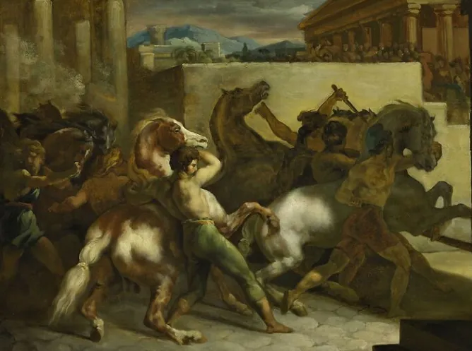 Boutiques de musées Course de chevaux libres à Rome (affiches d'art encadrées)