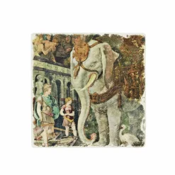 Boutiques de musées Dessous de verre en marbre Rosso Fiorentino - L' Éléphant royal - 10 x 10 cm Discount