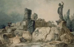 Affiches D'Art|Toiles Sur Châssis<Boutiques de musées Deux jeunes femmes dessinant dans un site de ruines antiques (affiches d'art)