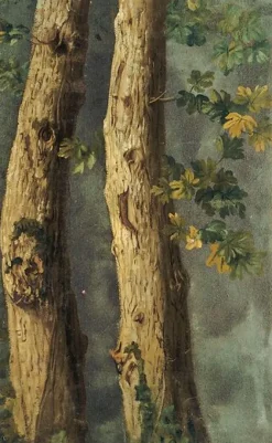 Panneaux Aluminium|Panneaux Acryliques<Boutiques de musées Deux troncs d'arbres avec feuillages et branche de lierre (panneaux aluminium)