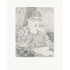 Boutiques de musées Estampe Autoportrait de l'artiste au chat - Foujita New