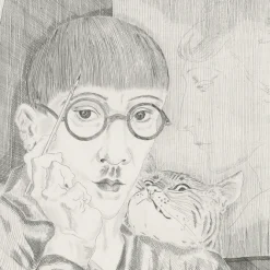 Boutiques de musées Estampe Autoportrait de l'artiste au chat - Foujita New