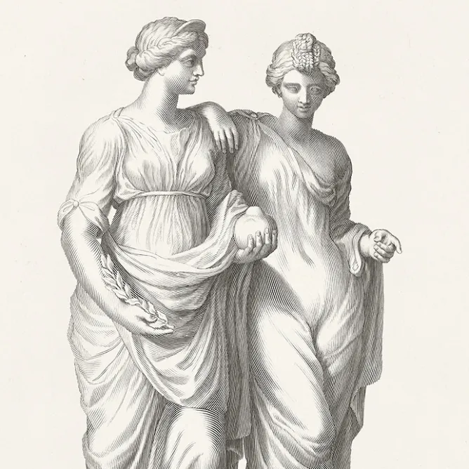 Dessins<Boutiques de musées Estampe Deux nymphes Hespérides