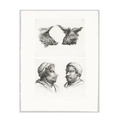 Boutiques de musées Estampe Deux têtes de sanglier et deux têtes d'hommes New