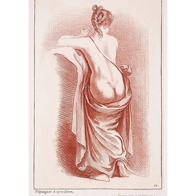 Chefs D'Œuvre Des Musées<Boutiques de musées Estampe Femme à demi nue de dos - Auguste Péquégnot
