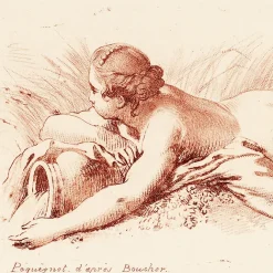 Boutiques de musées Estampe Femme nue couchée sur le ventre tenant un vase Hot