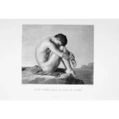 Boutiques de musées Estampe Jeune homme assis au bord de la mer - Hippolyte Flandrin Outlet