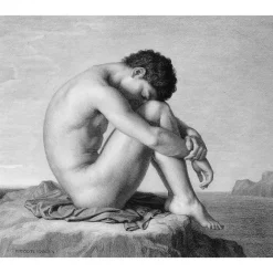 Boutiques de musées Estampe Jeune homme assis au bord de la mer - Hippolyte Flandrin Outlet