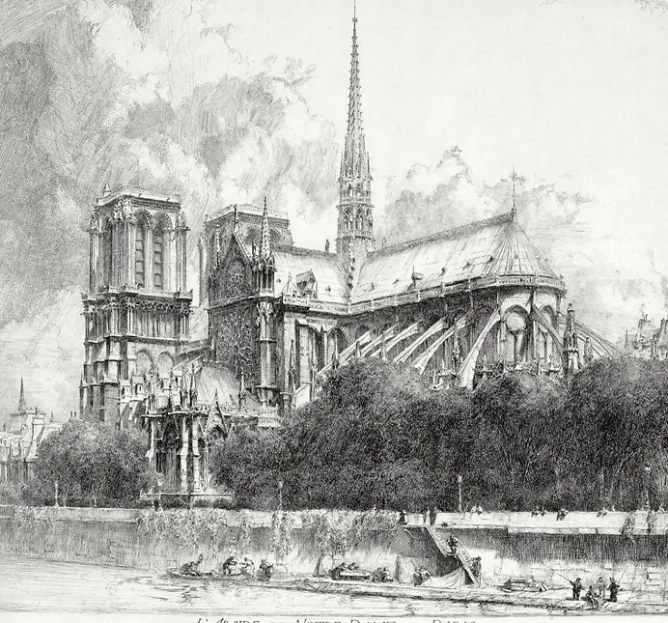 Boutiques de musées Estampe L'abside de Notre-Dame de Paris - Louis Orr Discount
