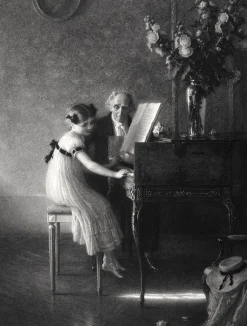 Chefs D'Œuvre Des Musées<Boutiques de musées Estampe La leçon de clavecin - Jules Alexis Muenier