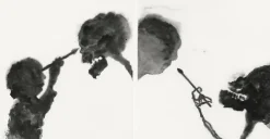 Créations Contemporaines<Boutiques de musées Estampe L'Amour et la Mort, Cupidon, l'enfant dieu de l'amour, au lieu de tirer des flèches, tient un pinceau et dessine la mort. La mort à son tour dessine l'enfant