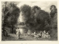 Boutiques de musées Estampe L'assemblée dans un parc - Jean-Antoine Watteau Outlet