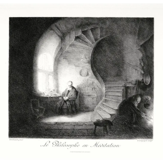 Boutiques de musées Estampe Le philosophe en méditation - Rembrandt Sale