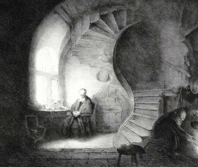 Boutiques de musées Estampe Le philosophe en méditation - Rembrandt Sale