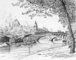 Paris Et Le Louvre<Boutiques de musées Estampe Le pont Notre-Dame à Paris - Caroline Armington