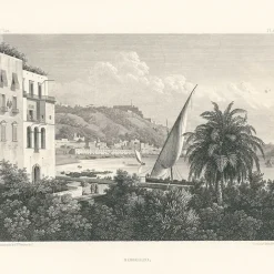 Architecture Et Villes<Boutiques de musées Estampe Le port de Mergellina, Naples, côté du Pausylippe