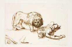 Boutiques de musées Estampe Lion s'approchant d'un cadavre - Rembrandt Outlet
