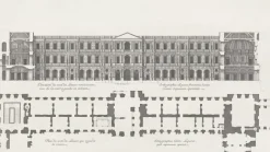Paris Et Le Louvre<Boutiques de musées Estampe Plan et élévation du côté du Louvre qui regarde la rivière, vue de la cour à gauche en entrant - Jean Marot
