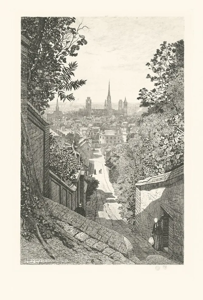 Architecture Et Villes<Boutiques de musées Estampe Rouen, Vue prise de la rue Louis Bouillet - Emile-Frédéric Nicolle