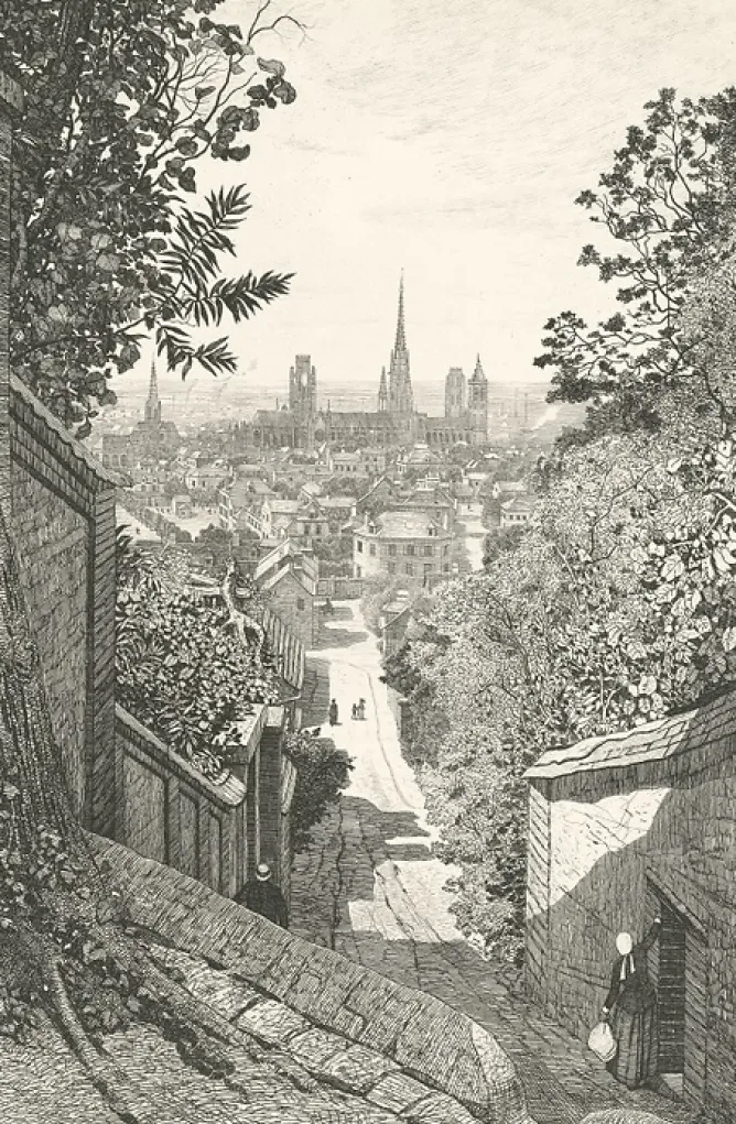 Architecture Et Villes<Boutiques de musées Estampe Rouen, Vue prise de la rue Louis Bouillet - Emile-Frédéric Nicolle