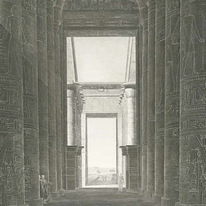 Description De L'Égypte<Boutiques de musées Estampe Thèbes. Karnak. Vue perspective intérieure du palais