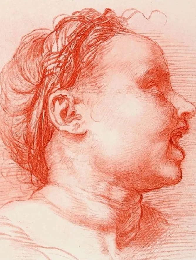 Boutiques de musées Estampe Tête d'enfant souriant, tourné à droite - Andrea del Sarto Outlet