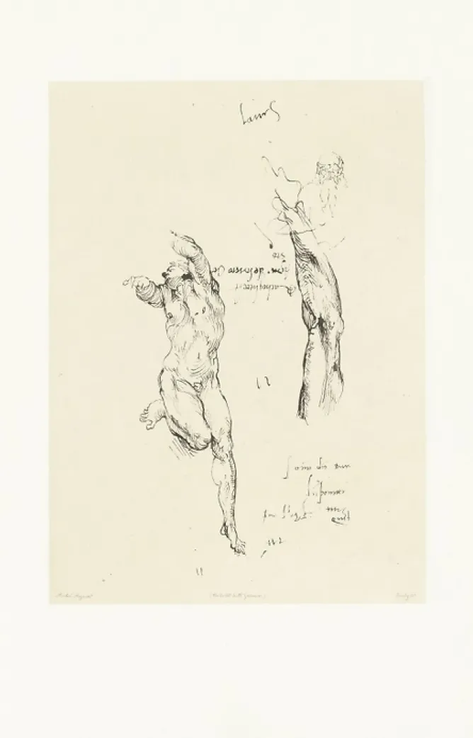 Boutiques de musées Estampe Étude d'homme nu et étude de bras - Michel-Ange Hot