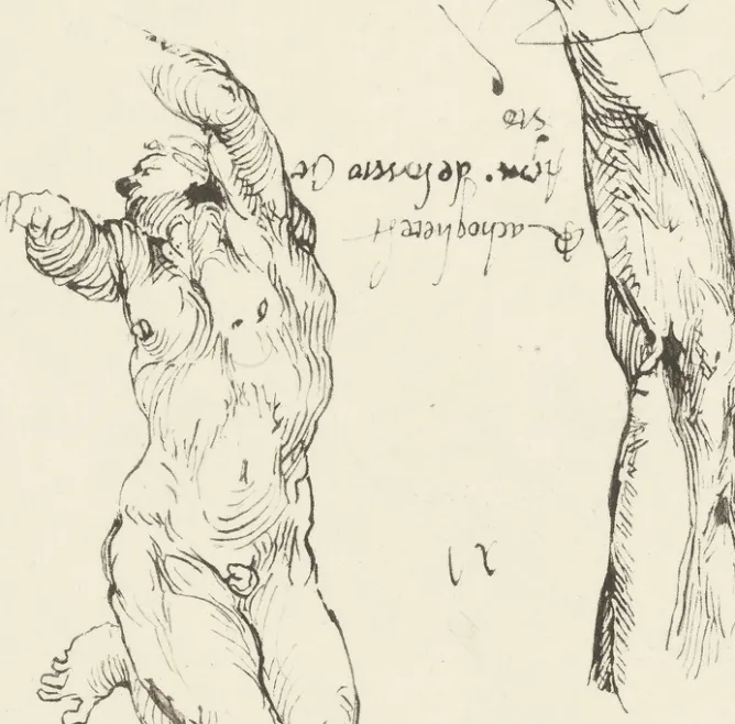Boutiques de musées Estampe Étude d'homme nu et étude de bras - Michel-Ange Hot