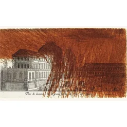 Paris Et Le Louvre|Créations Contemporaines<Boutiques de musées Estampe Vue du Louvre et de la Grande Galerie du côté des offices - Arnulf Rainer 1992