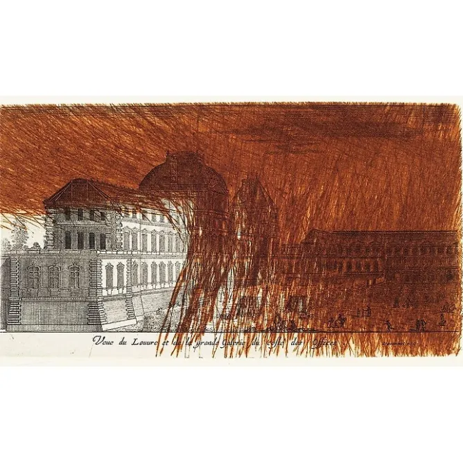 Paris Et Le Louvre|Créations Contemporaines<Boutiques de musées Estampe Vue du Louvre et de la Grande Galerie du côté des offices - Arnulf Rainer 1992