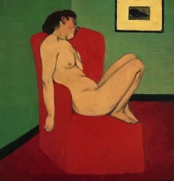 Boutiques de musées Femme nue assise dans un fauteuil rouge (toiles encadrées) Online